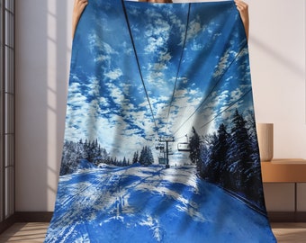 Ski Country Fleece Blanket for Downhill Skiers, great for your winter rental or ski chalet