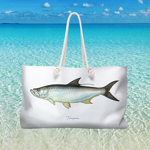 Tarpon Fisch Weekender Bag, tolles Geschenk für Salzwasser Fliegenfischer, perfekt für Bootfahren, Strandtücher Fisch Art Bag