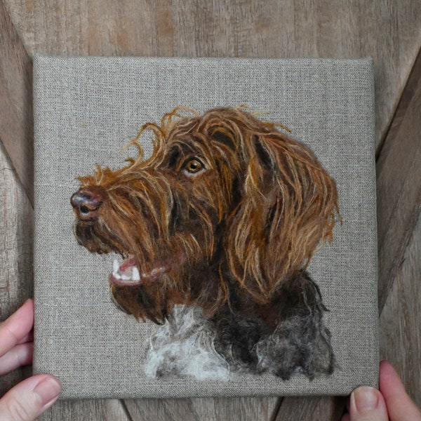 8 x 8 Inch Pet Portrait, Wool Painting, Custom Pet Portrait, Wool Pet Portrait, Pet Art, Wool Dog Portrait, Needle Felted Painting, Wool Art