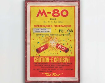 M-80 Fireworks Canvas Art Print | Vintage-look | Retro Room Decor