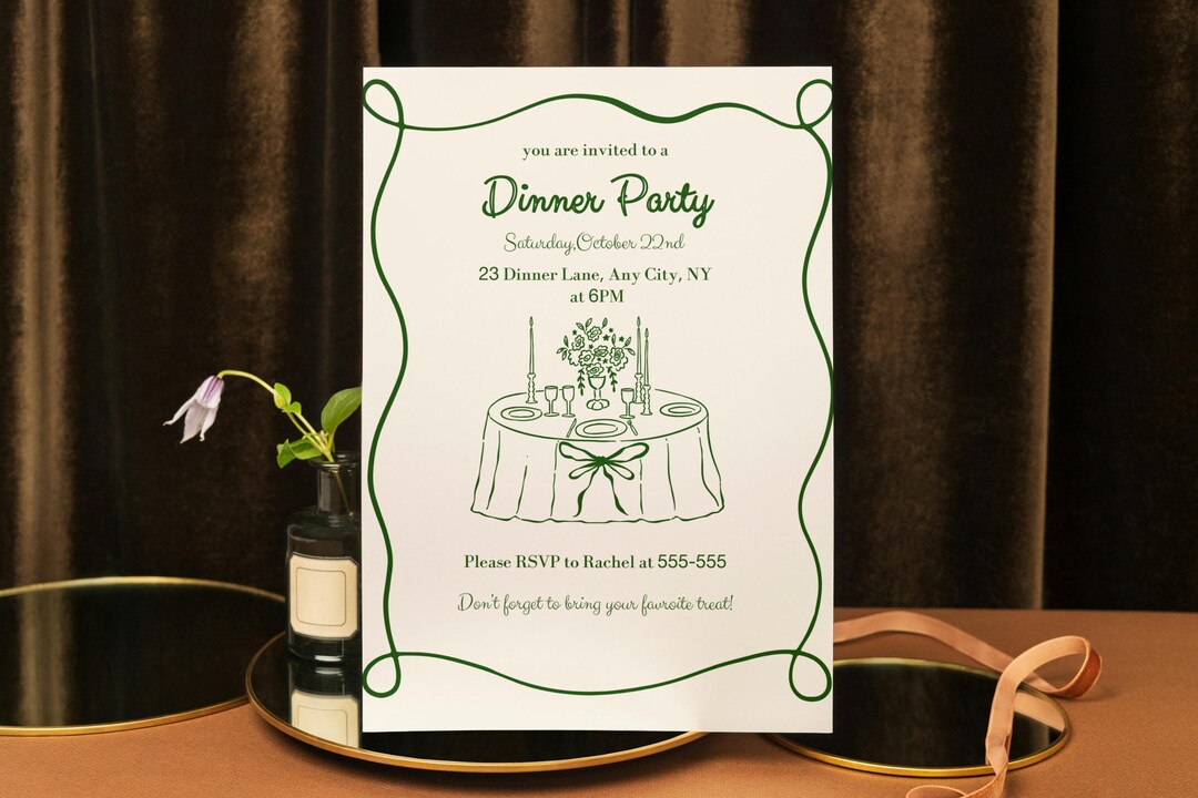 Simple Dinner Invite Dinner Party Invite | Modern Dinner Gathering Invitation | Instant ...