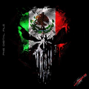 Mexican Flag Punisher Skull PNG Image (Digital Download)