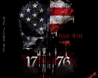 Amerikansk flagga, Punisher-skalle, PNG, 4 juli (digital nedladdning)