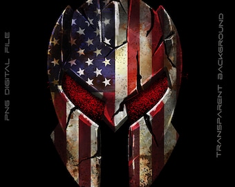 Spartan Helmet, PNG Spartan, American Flag Distressed, USA,  Image Design, Ready to download png.