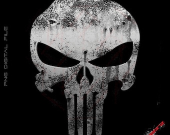 Distressed Skull White Punisher PNG, Transparent Background (Digital Download)