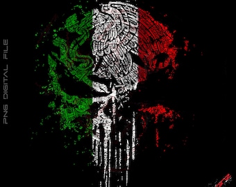 Schädel, mexikanische Flagge, aztekischer Kalender, PNG Punisher, Bilddesign, bereit zum Herunterladen png.