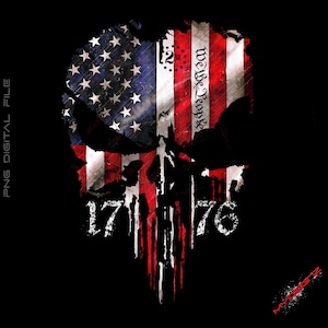 Skull, 1776 American Flag, distressed, USA flag, Png Punisher skull, Png Design, Ready to download png
