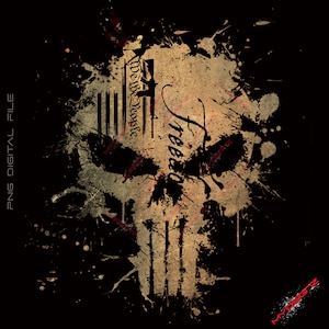 May include: Digital file featuring a skull design with the word "Freedom" in a stylized font. The design incorporates elements of the American flag and the text "We the People" on a textured background with paint splatter effects. The background is black.