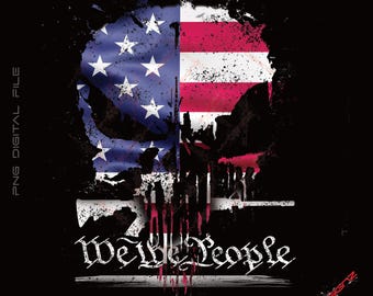 1776 American Flag, distressed, USA flag, Punisher skull, Image Design, Ready to download png