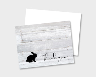 Tarjeta de agradecimiento personalizada con diseño de conejo de exhibición ganadera (juego de 4)
