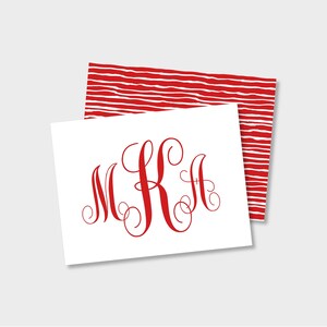 Carte de correspondance/remerciements/papeterie personnalisés monogramme classique | Jeu de 12 cartes A2 pliées