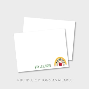 Rainbow Teacher Personalized Note Card Stationery | Two options: A2 Flat or Folded