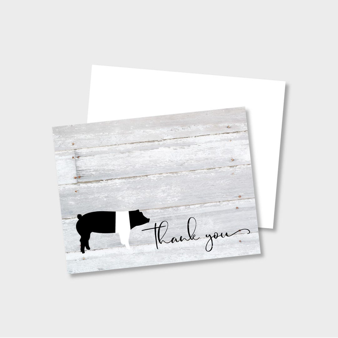 Livestock Show Hampshire Pig Personalized Note Card/thank You ...