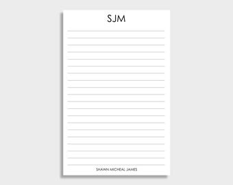 Minimalist Monogram Personalized Notepad | Lined or Blank | 5.5 x 8.5 size | 50 Sheet