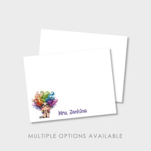 Tarjeta de notas personalizada, peculiar y caprichosa para maestros amantes de los libros / Dos opciones: A2 plana o doblada
