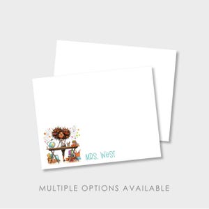 Cartes de correspondance personnalisées pour enseignant de bureau excentrique | Deux options : A2 plat ou plié