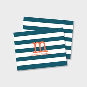 Cartão de agradecimento/papelaria personalizado com listras divertidas | Conjunto de 12 cartões A2 dobrados