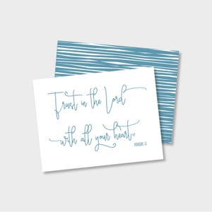 Trust In The Lord - Proverbs 3:5 Religious Note Card Stationery | Set of 12 Folded A2 Cards