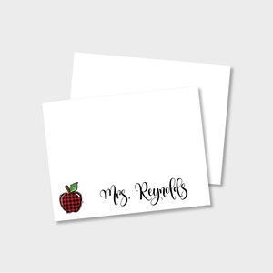 Papelaria personalizada para professor com padrão Buffalo Check Apple | Duas opções: A2 plano ou dobrado