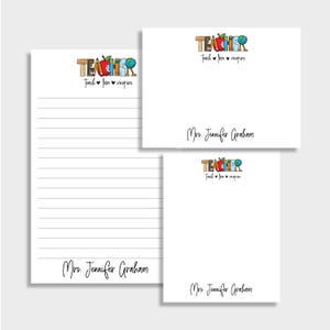 Teach, Love, Inspire Personalized Teacher Stationery Set | Set of 2 Notepads and Set of Note Cards