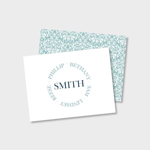Familie Kreis personalisierte Notecard / Danke / Stationär | Set aus 12 A2 Klappkarten
