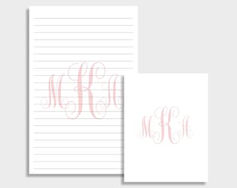 Classic Monogram Personalized Notepad | Set of 2 | Two sizes: 5.5 x 8.5 & 4.25 x 5.5 | Lined or Blank | 50 Sheet each
