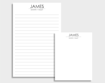 Minimalist Family Personalized Notepad | Set of 2 | Two sizes: 5.5 x 8.5 & 4.25 x 5.5 | Lined or Blank | 50 Sheet each