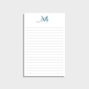 Last Name Initial Personalized Notepad | Lined or Blank | 5.5 x 8.5 size | 50 Sheet