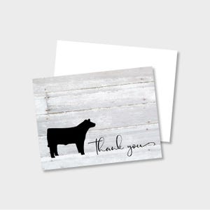 Livestock Show Steer Personalized Note Card/Thank You Stationery | Set of 4