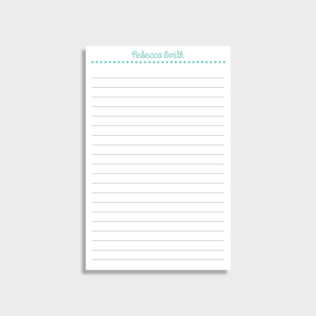 Dotted Line Personalized Notepad | Lined or Blank | 5.5 X 8.5 Size | 50 ...