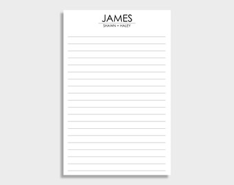 Minimalistisch gepersonaliseerd notitieblok voor families | Gevoerd of blanco | Afmeting: 5,5 x 8,5 | 50 vel