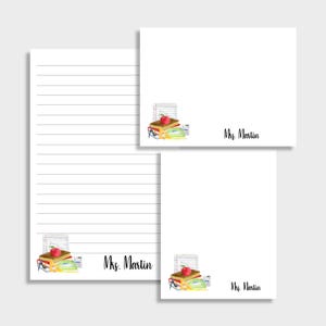 Math Personalized Teacher Stationery Set | Set of 2 Notepads and Set of Note Cards