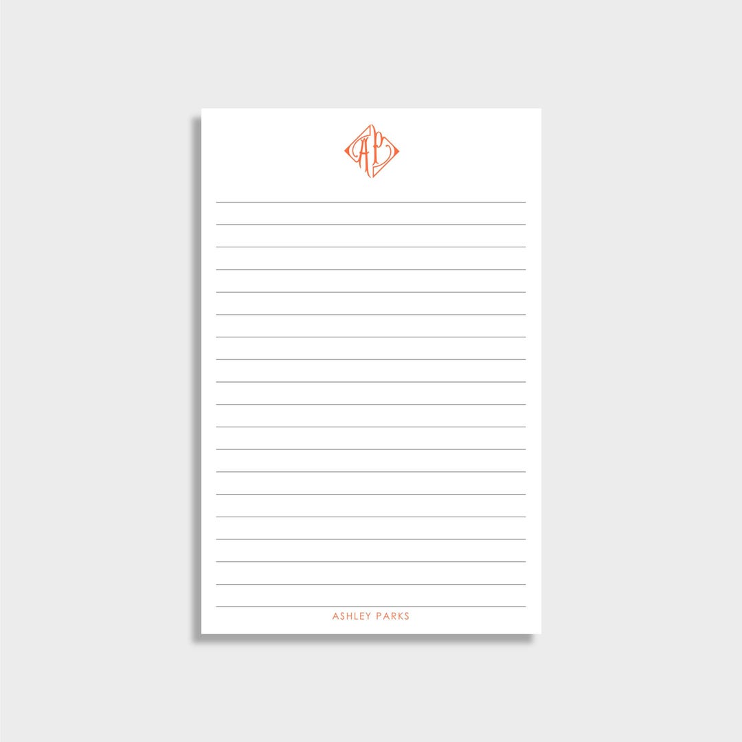 Double Monogram Personalized Notepad | Lined or Blank | 5.5 X 8.5 Size ...