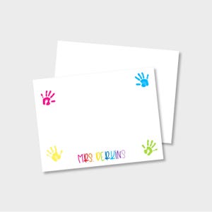 Papelaria personalizada para professor Little Hand Prints | Duas opções: A2 plano ou dobrado