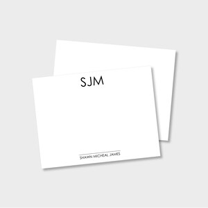 Tarjeta de nota personalizada con monograma minimalista/Agradecimiento/Papelería/Dos opciones: A2 plana o doblada