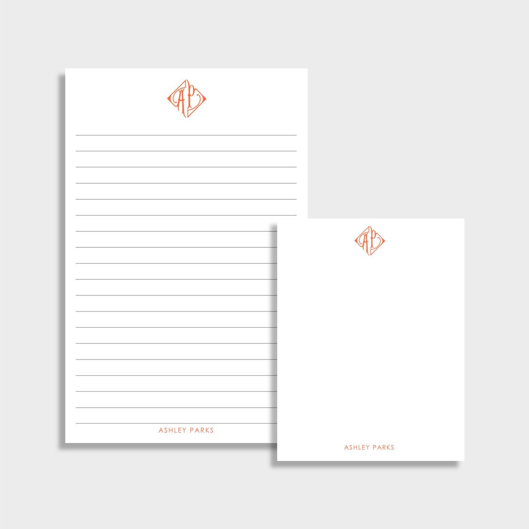 Double Monogram Personalized Notepad | Set of 2 | Two Sizes: 5.5 X 8.5 ...
