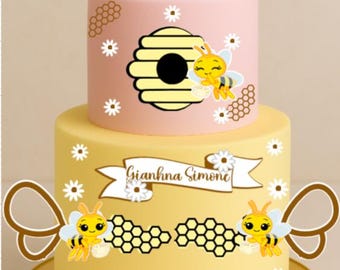 Little bee cake topper, little bee cake topper, little bee party decor, little bee party, plim plim.