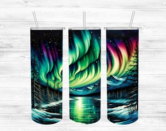 Norrsken 20oz sublimeringsmuggdesign, Galaxy 9,2 x 8,3” rak smal muggwrap PNG, sublimeringsdesign PNG