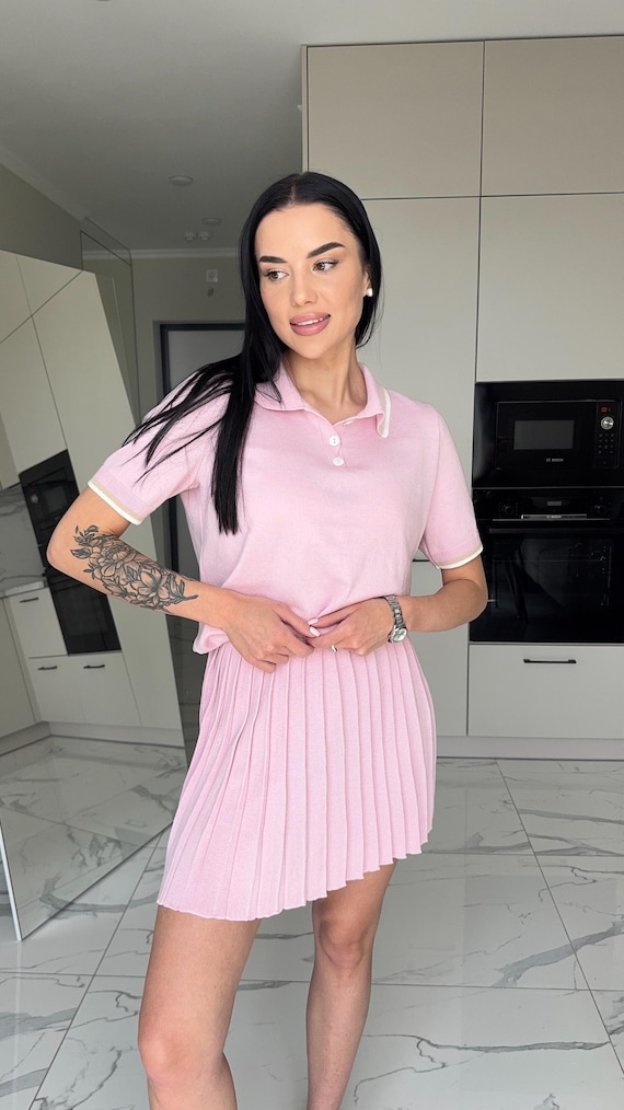 Pleated Skirt Jersey Mini Skirt Outfit Chic Cotton Jersey Walking