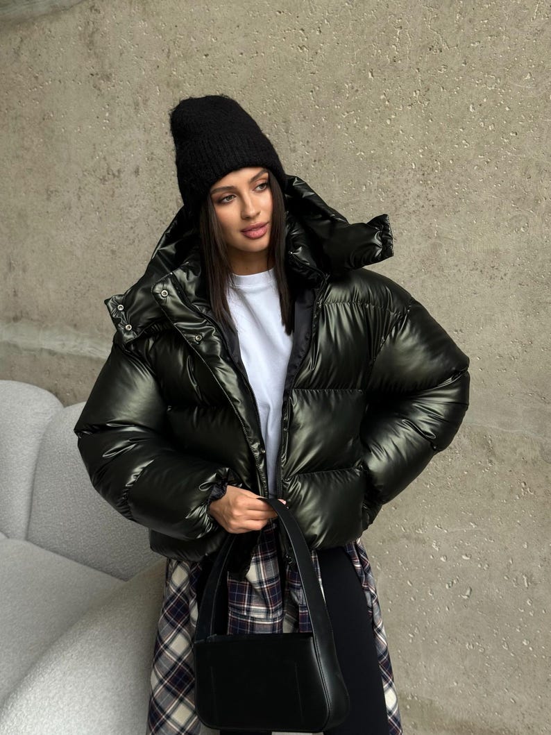Puffer Jacket Detachable Hood, Zipper, Adjustable Hem, Water-repellent