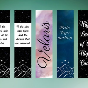 ACOTAR Bookmark | Sarah J. Maas | Fantasy Bookmark | ACOTAR Quote Bookmarks | Bundle of 5 | Velaris | High Lady of the Night Court