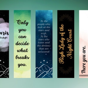 ACOTAR Bookmark | Sarah J. Maas | Fantasy Bookmark | ACOTAR Quote Bookmarks | Bundle of 5 | Velaris | High Lady of the Night Court