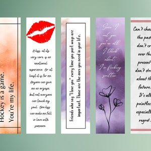 The Risk Bookmark Quotes | Briar U Bookmark | Elle Kennedy | Hockey Romance Bookmark | Set of 5 Digital Bookmarks