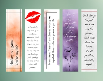 The Risk Bookmark Quotes | Briar U Bookmark | Elle Kennedy | Hockey Romance Bookmark | Set of 5 Digital Bookmarks