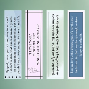 The Goal Bookmark Quotes | Off Campus Bookmarks | Elle Kennedy | Hockey Romance Bookmark | Set of 4 Digital Bookmarks | Booktok