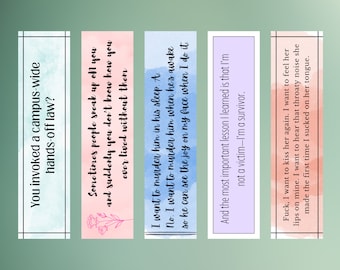 The Deal Bookmark Quotes | Off Campus Bookmarks | Elle Kennedy | Hockey Romance Bookmark | Set of 5 Digital Bookmarks | Booktok