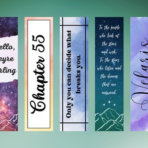 ACOTAR Bookmark | Sarah J. Maas | Fantasy Bookmark | ACOTAR Quote Bookmarks | Bundle of 5 | Velaris | Hello, Feyre Darling | Capter 55