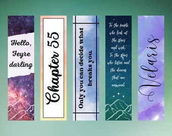 ACOTAR Bookmark | Sarah J. Maas | Fantasy Bookmark | ACOTAR Quote Bookmarks | Bundle of 5 | Velaris | Hello, Feyre Darling | Capter 55