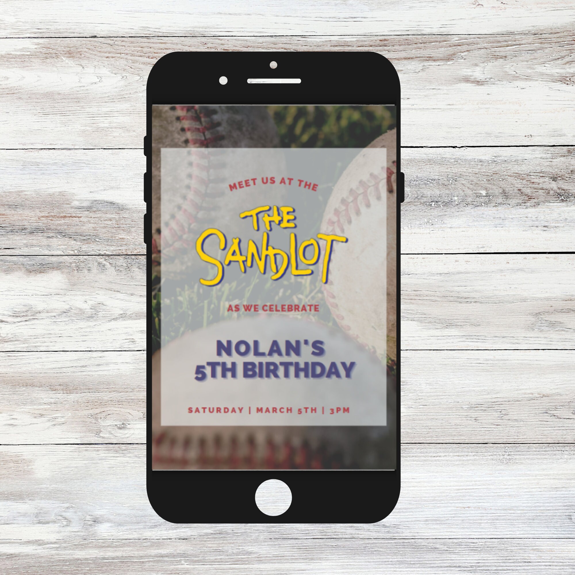 Sandlot Baseball Party Invitation, 5th Birthday, Meet Us at the Sandlot ...