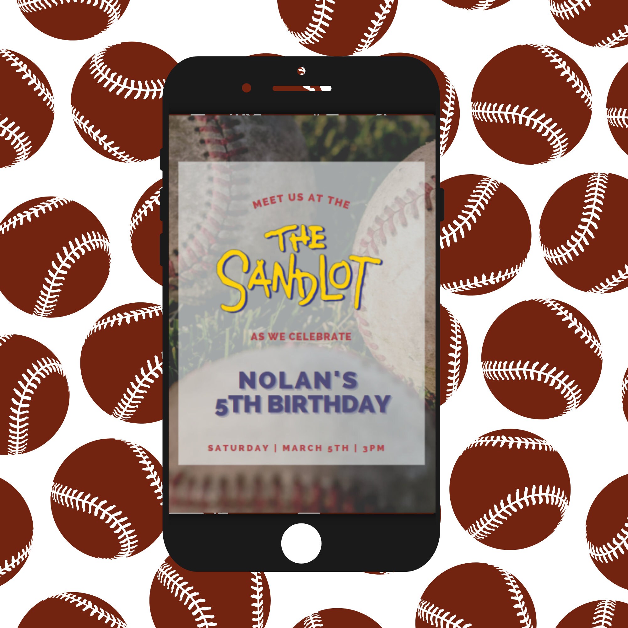 Sandlot Baseball Party Invitation, 5th Birthday, Meet Us at the Sandlot ...